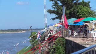 Views over the Mekong River from Thailand towards Laos. The border City Nong Khai