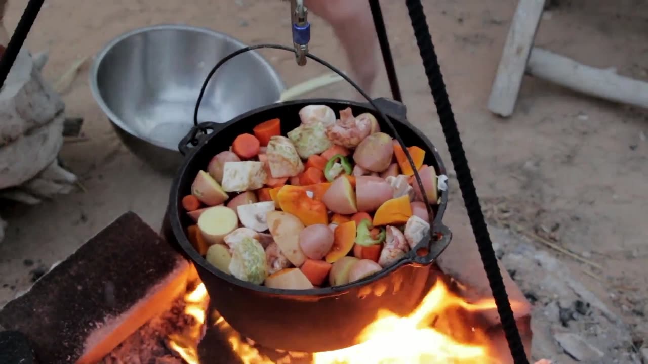 the pot over the fire