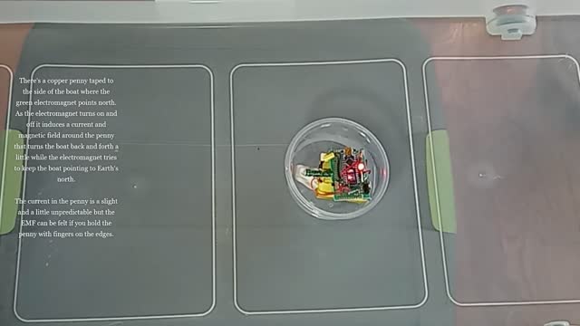 Pulsing Electromagnet and a Copper Penny Slowly Propelling Boat