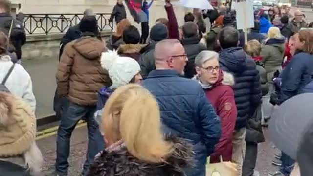 Belfast - Freedom Protesters outside BBC today