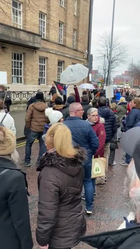 Belfast - Freedom Protesters outside BBC today
