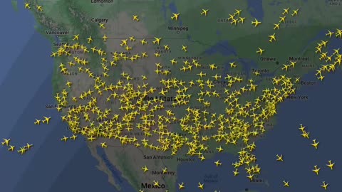 12-hour timelapse of American Airlines, Delta, and United plane traffic after what