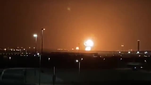 Scenes of fire erupting from Aramco station in Jeddah after it was subjected to a hostile attack