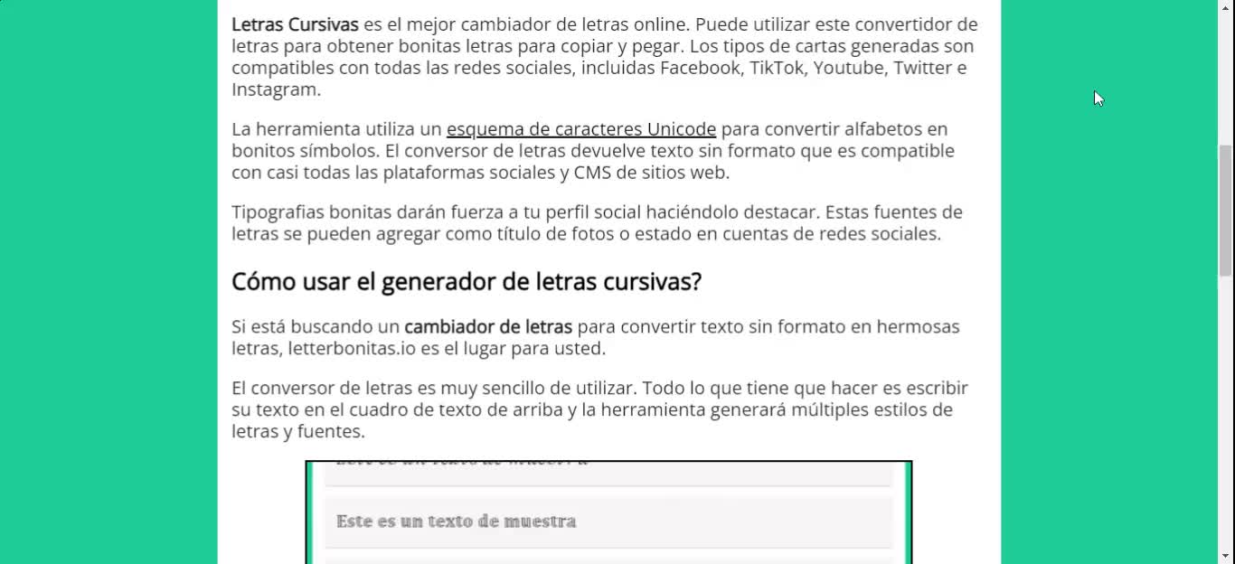 Conversor de Letras - Generar fuentes cursivas