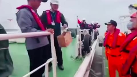 Friendly interaction between Taiwan Coast Guard and Mainland Coast Guard.