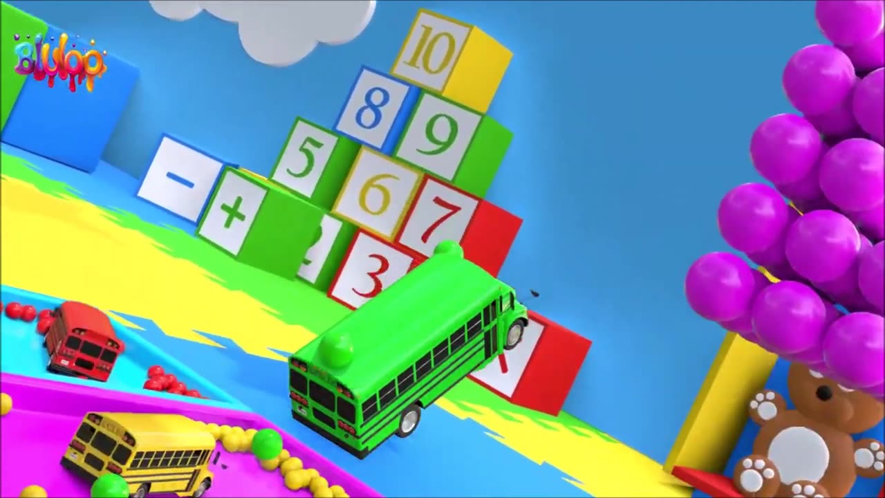 Colorful Bus & SUPRISE EGGS | The Wheels on The Bus Song| BluLoo Nursery Rhymes & Kids Songs