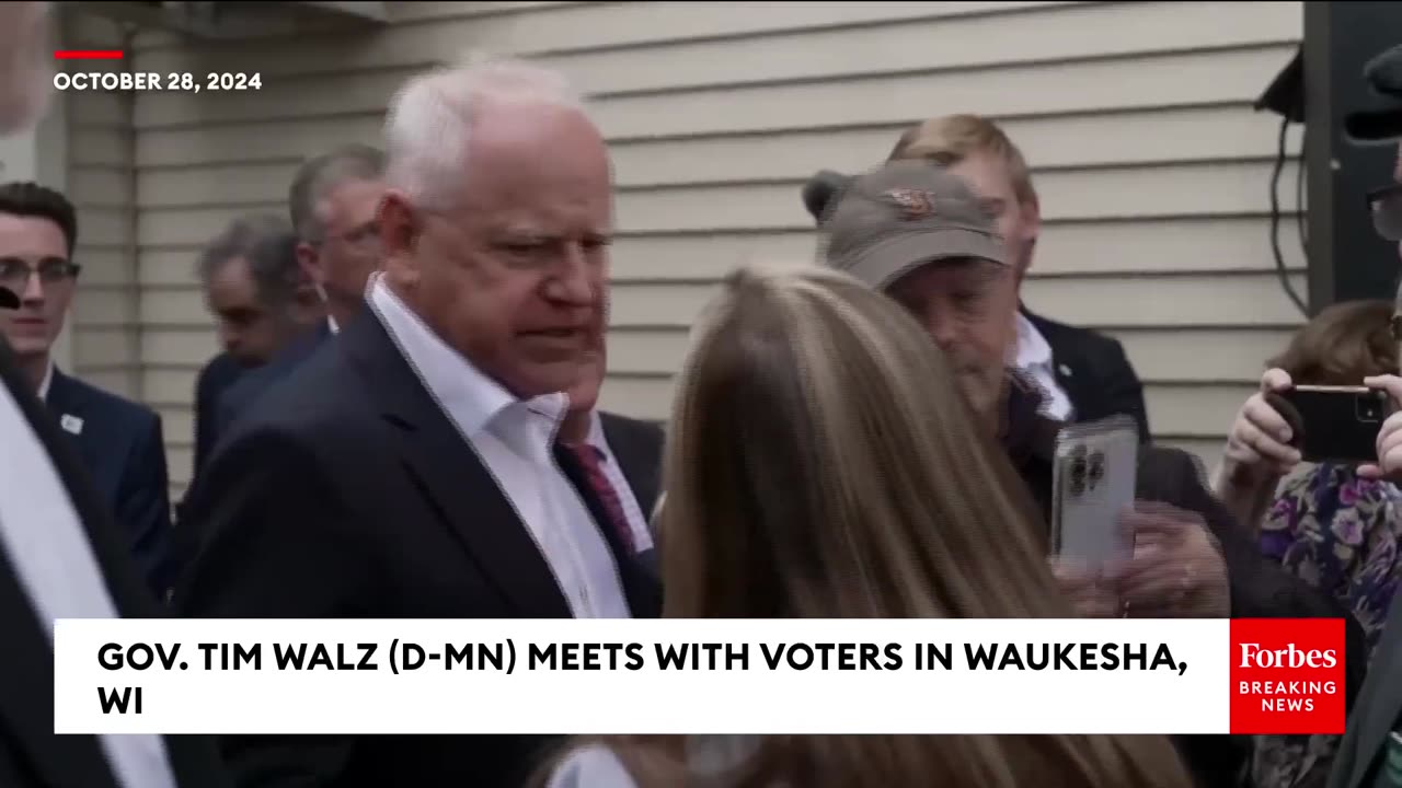 Gov. Tim Walz Meets With Voters In Waukesha, Wisconsin As Election Enters Final Stretch