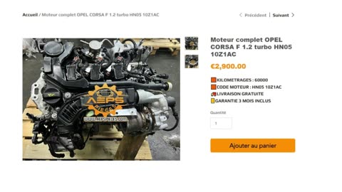 AEPSPIECES.COM - Moteur complet OPEL CORSA F 1.2 turbo HN05 10Z1AC