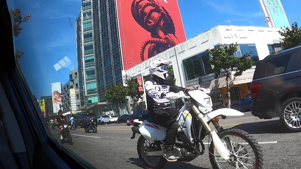 Gang of bikers in Los Angeles every weekend driving irresponsibly with no license plates.