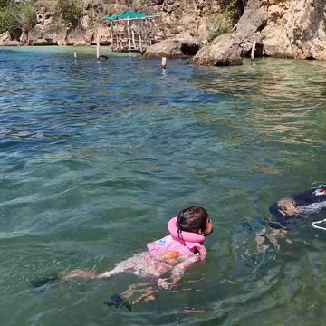 A lot of vitamin sea! Cheeky is getting brave at swimming lol