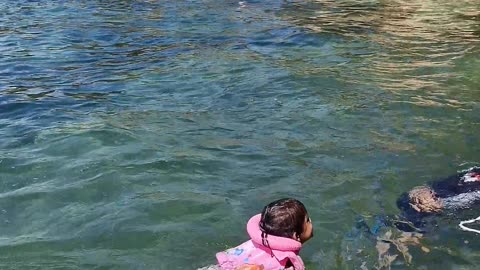 A lot of vitamin sea! Cheeky is getting brave at swimming lol