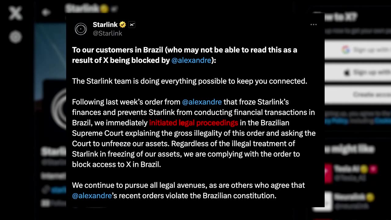 Starlink now says it's complying with order blocking X in Brazil | REUTERS