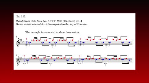 Video #70: Prelude from Cello Suite No. 1 (J.S. Bach), m1-4, played in three voices