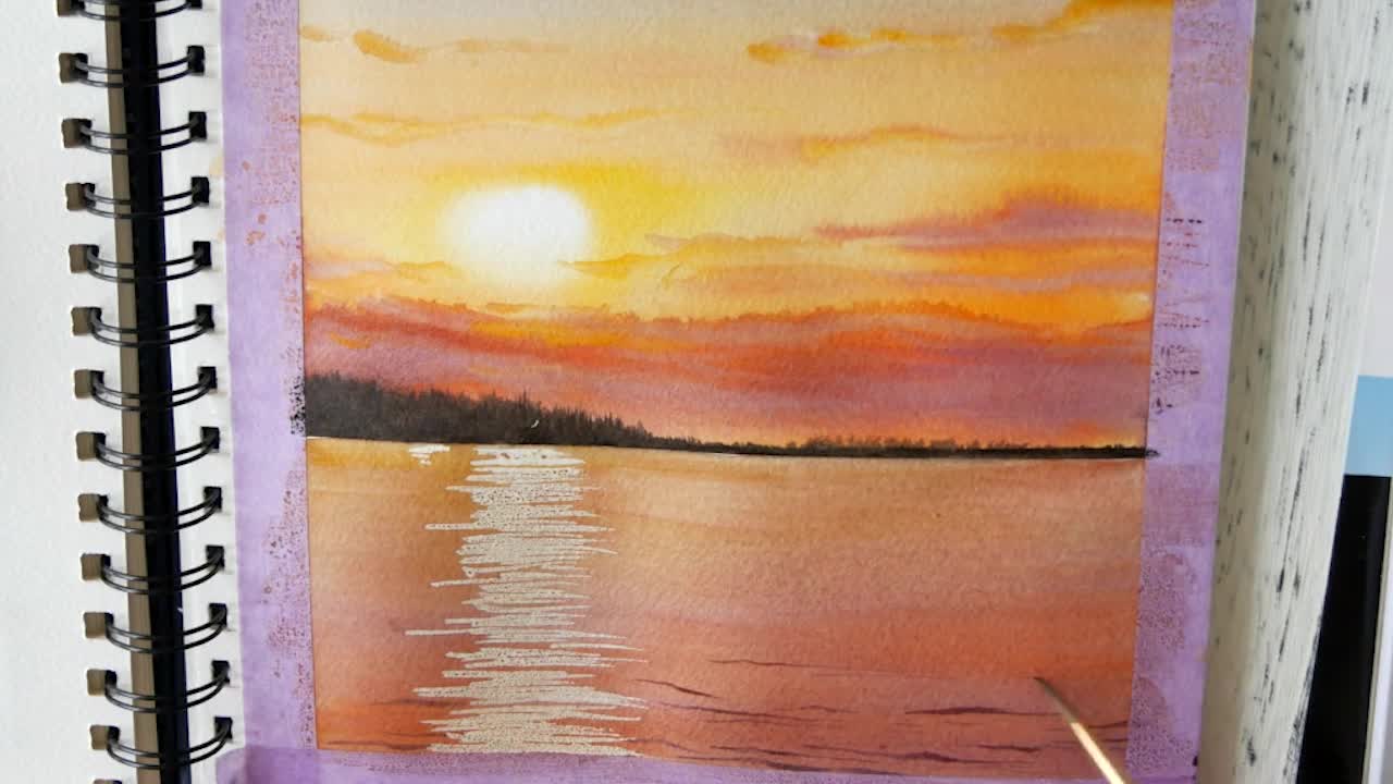 Share the sunset in watercolors