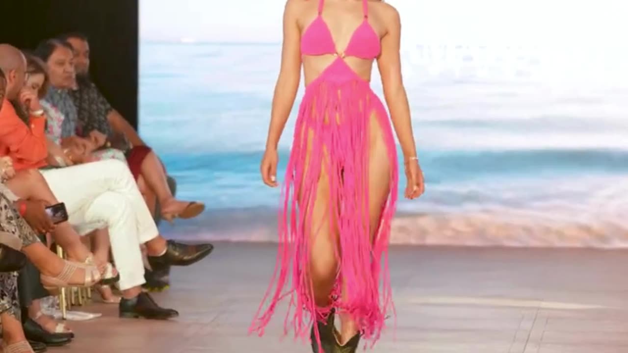 Model Danny wears Runway Show Swimsuit from Designer Megan Mae Miami at Art Hearts Fashion NYFW