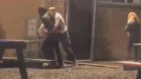 White Man saves a woman from a nigger.