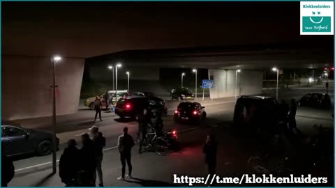 Police have ended the blockade under the viaduct blocked the road for more than two hours.