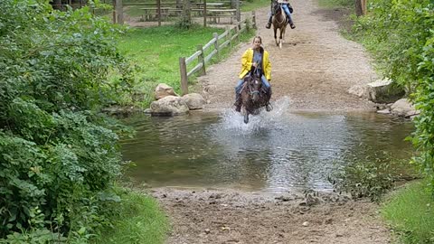 Hank and Zoya and Avi crossing the Creek at Waterloo - 13 August 2022