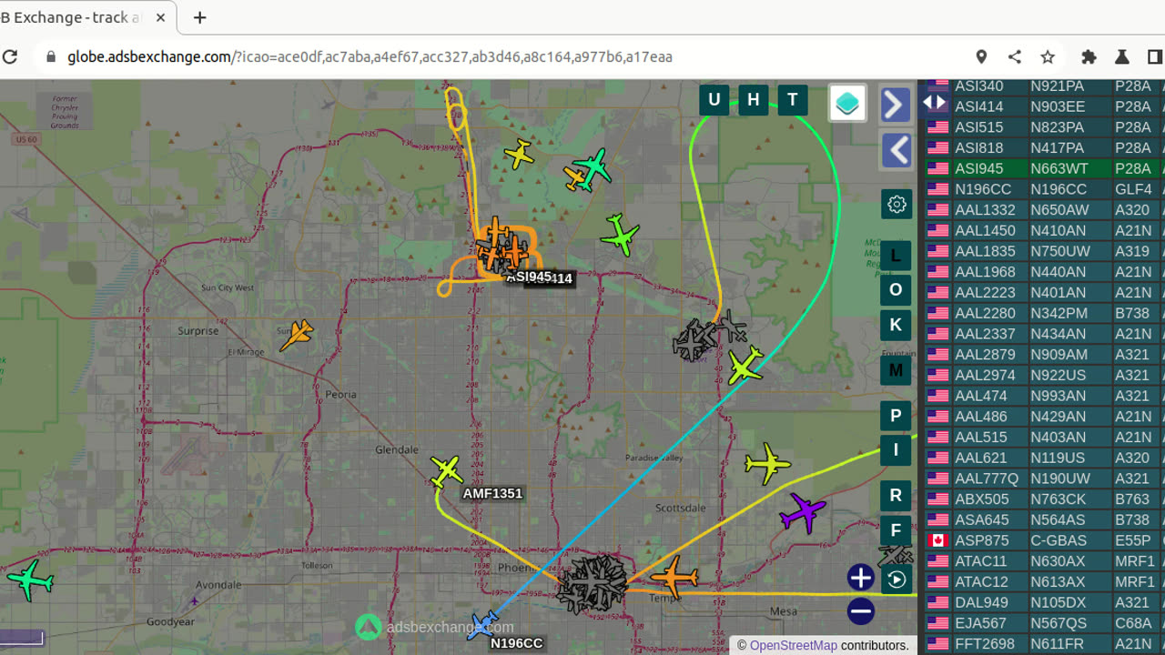 AMF1351 N196CC - lots of gang stalker activity from KPHX L88 - Jan 24th 2024