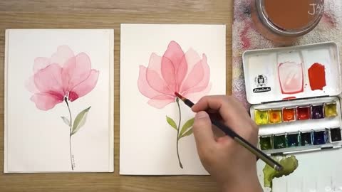 Quick learning - layered petals - watercolor painting technique, easy to learn!5