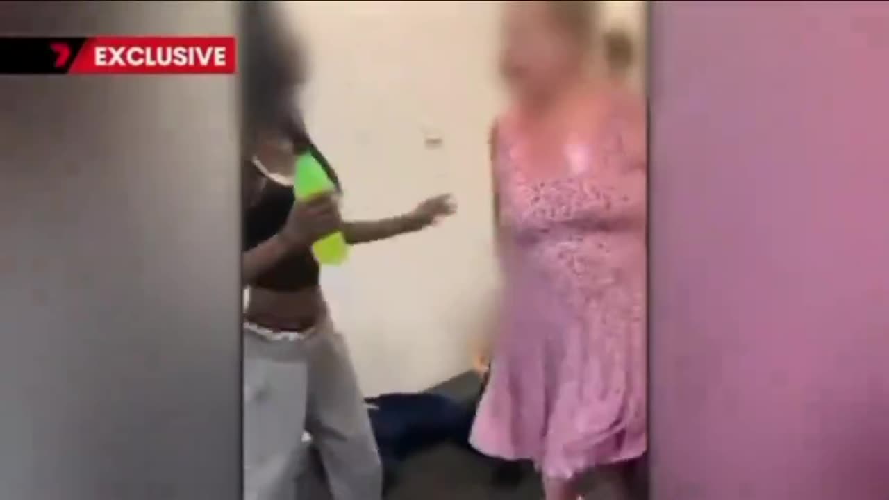 Girls Beating An Old Lady