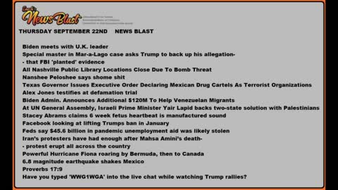 Thursday, September 22, 2022 News Blast.#Enoch #NewsBlastReading #NBR