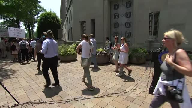 WATCH Protesters interrupt press conference from Marjorie Taylor Greene and Matt Gaetz