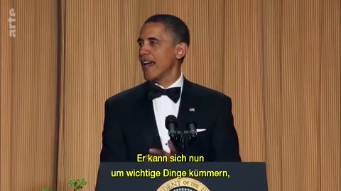 Donald Trump roasted at 2011 White House correspondent dinner by Barack Obama German reporting