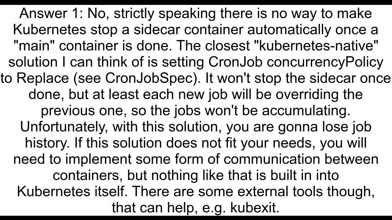 Kubernetes CronJob with a sidecar container