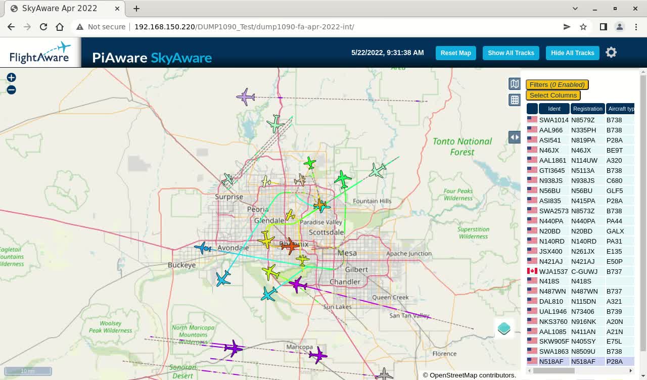 May 22nd 2022 time lapsed phoenix az air traffik