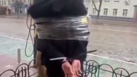 Ukraine: Ukraine nationalists beat man tied to tree