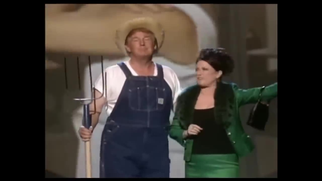 Donald Trump and Megan Mullally singing the "Green Acres" theme song at the 2005 Emmy Awards