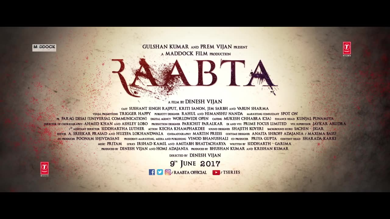 Raabta Title Song - Deepika Padukone, Sushant Singh Rajput, Kriti Sanon - Pritam