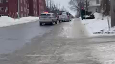 Elderly man being arrested for honking