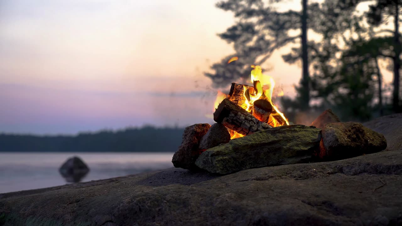 Ambient Lakeside Fireplace