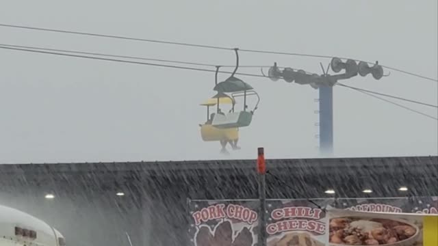 Riders Stuck on Skylift During Storm