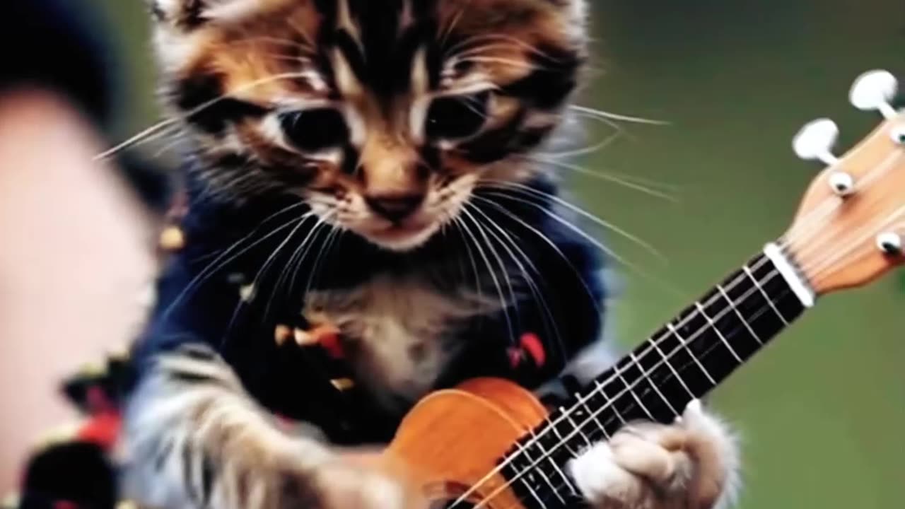 Rockstar AI Cat SHREDS on Guitar!#cuteandglam #cat#funny #kittenadventures #minimakeover #cute