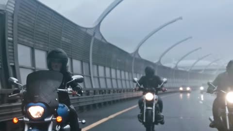 Motorcycle Riding On A Rainy Day