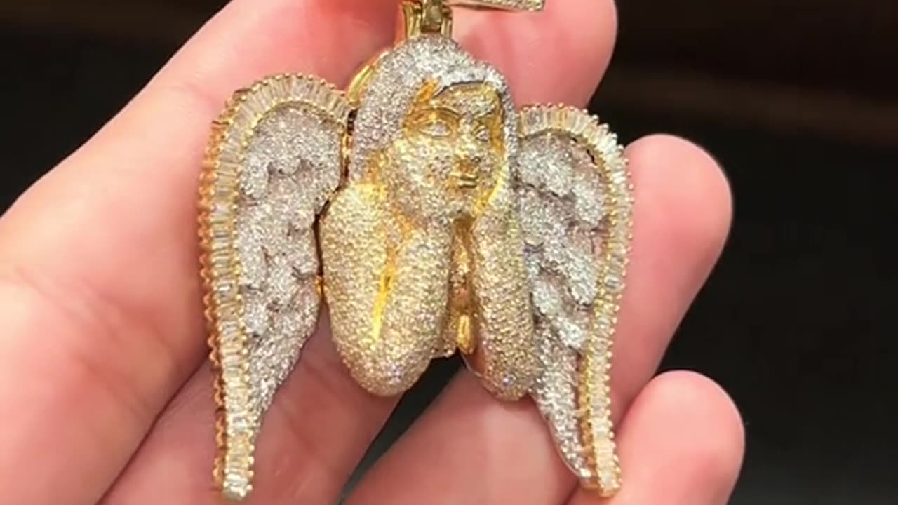 Real Gold & Natural Diamond 1017 Angel Pendant