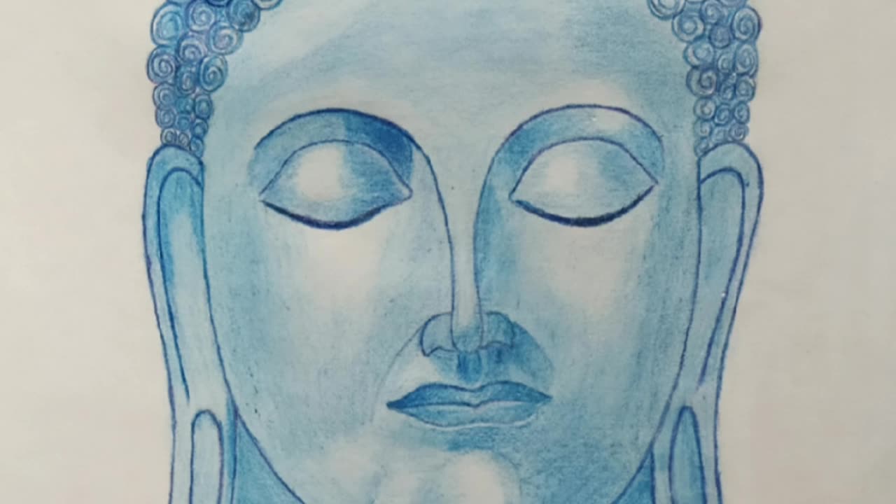 Lord Gautam Buddha || colour pencil sketch || Buddha portrait art
