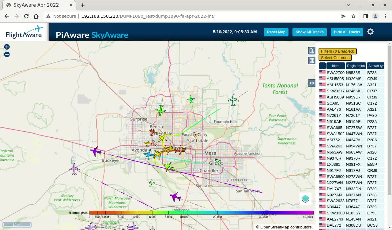 May 10th 2022 - piaware skyware time lapsed phoenix arizona