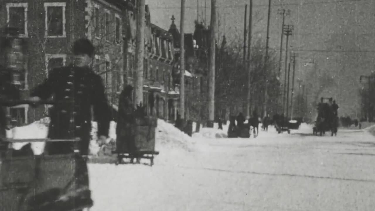 Montreal Fire Department On Runners (1901 Original Black & White Film)