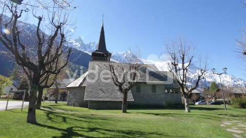 France Chamonix Church And Alps