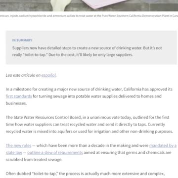 California Approves Recycled Sewage Water Directly Into The Drinking Water Supply!