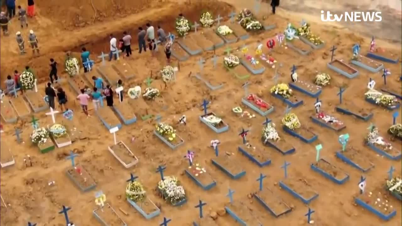 Harrowing footage shows mass coronavirus graves being dug in Brazil | ITV News IT