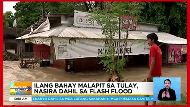 Bahagi ng dike sa bayan ng Malalag, nasira dahilsa flash flood