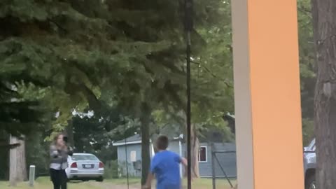 Backwards Running Girl Bumps into Tree