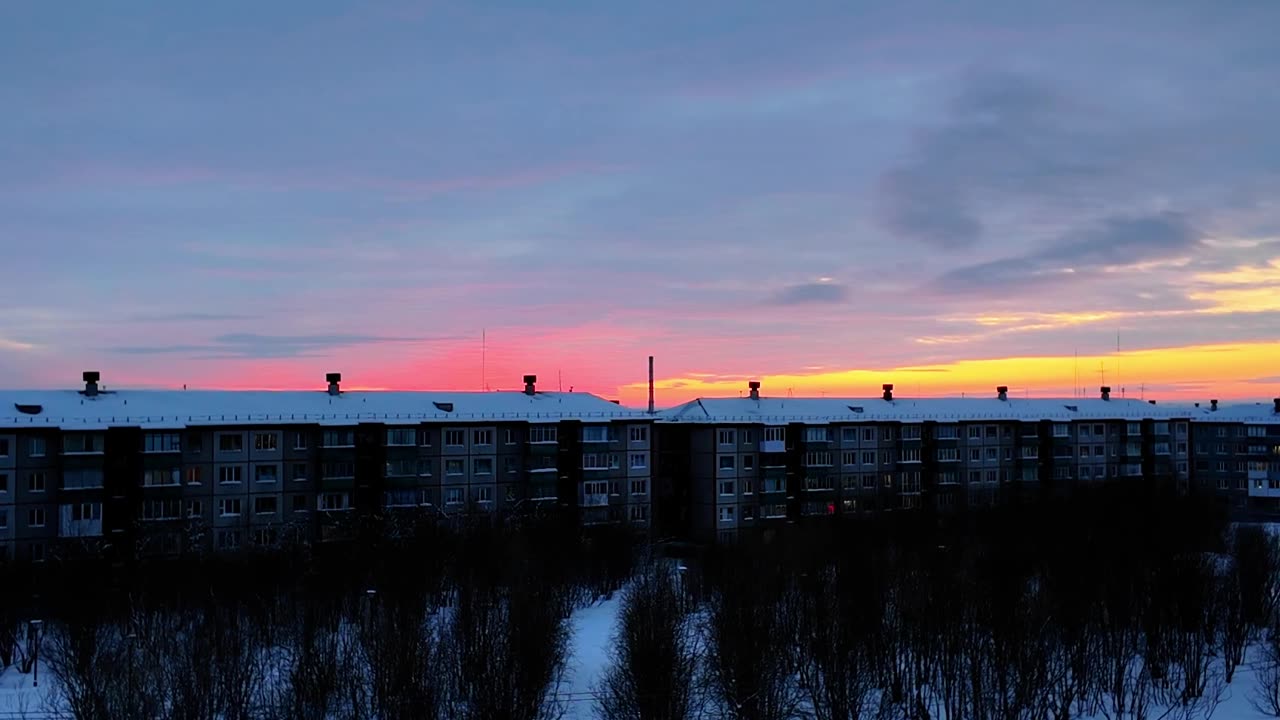 Beautiful sky in Vorkuta in the evening