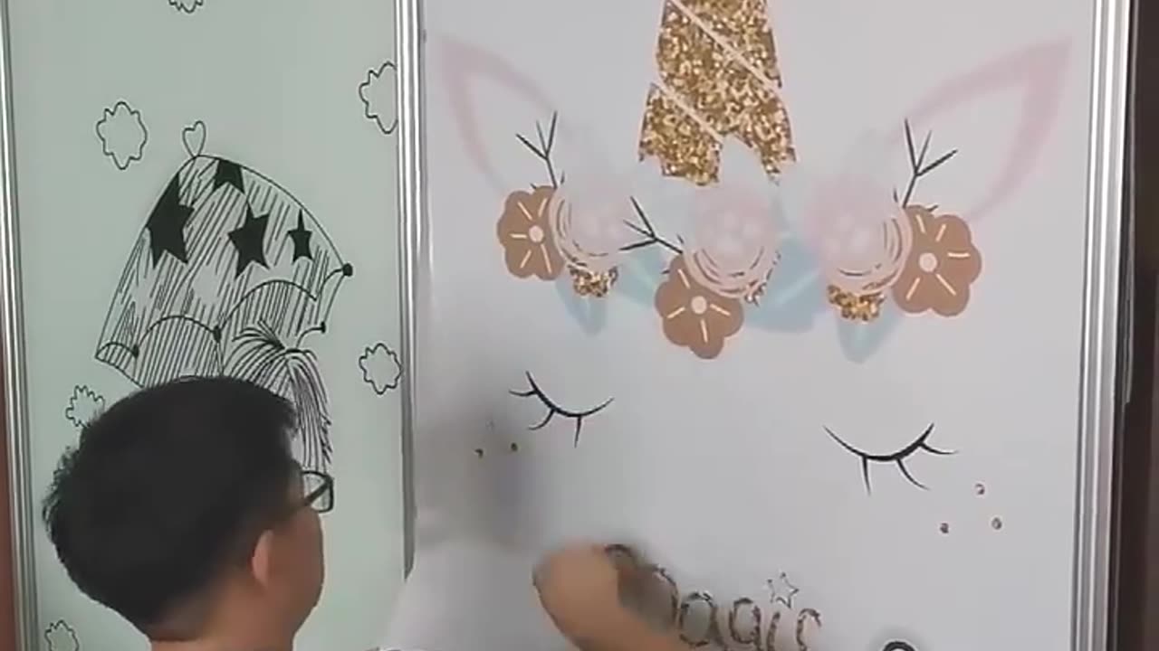 3D effect simulation door paste refrigerator paste wall paste bedroom living room decoration