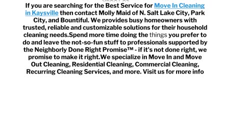 Molly Maid of N. Salt Lake City, Park City, and Bountiful